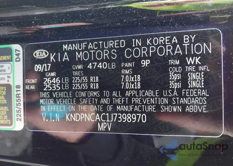 2018 Kia Sportage Ex from USA, damaged, VIN KNDPNCAC1J7398970